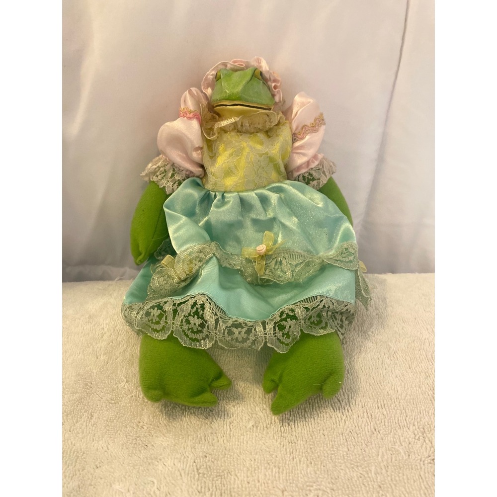 Golden Product Ltd Grandmaw Frog Plush Doll Vintage Victorian Lace Dress Bonnet